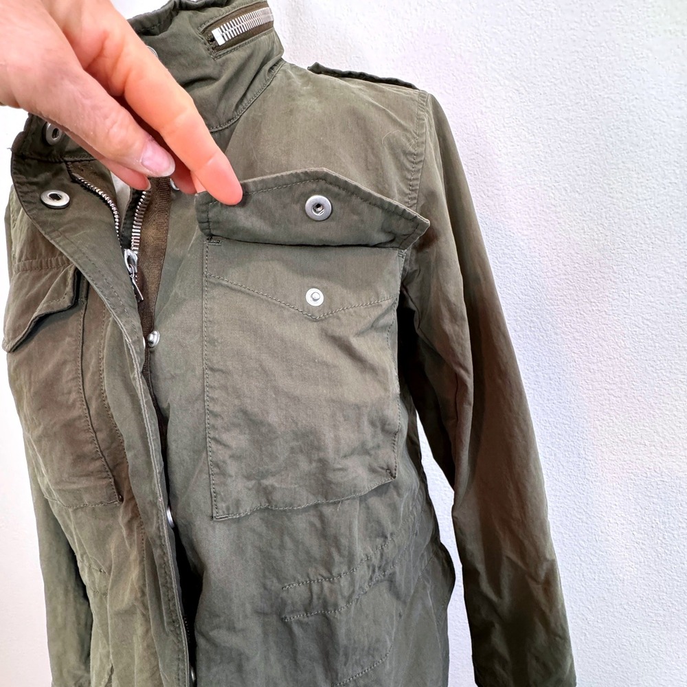 JAMES PERSE Field Jacket SM Pockets Full Zip Hood Olive‎ Green Utility Outdoor - Picture 3 of 11